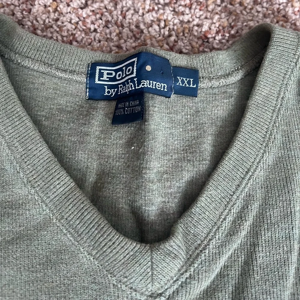 Vintage‎ 90s Polo Ralph Lauren Green Gray V-Neck Pullover Sweater